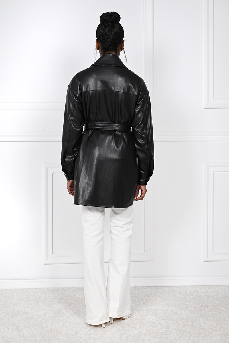 Faux-Leather Overshirt