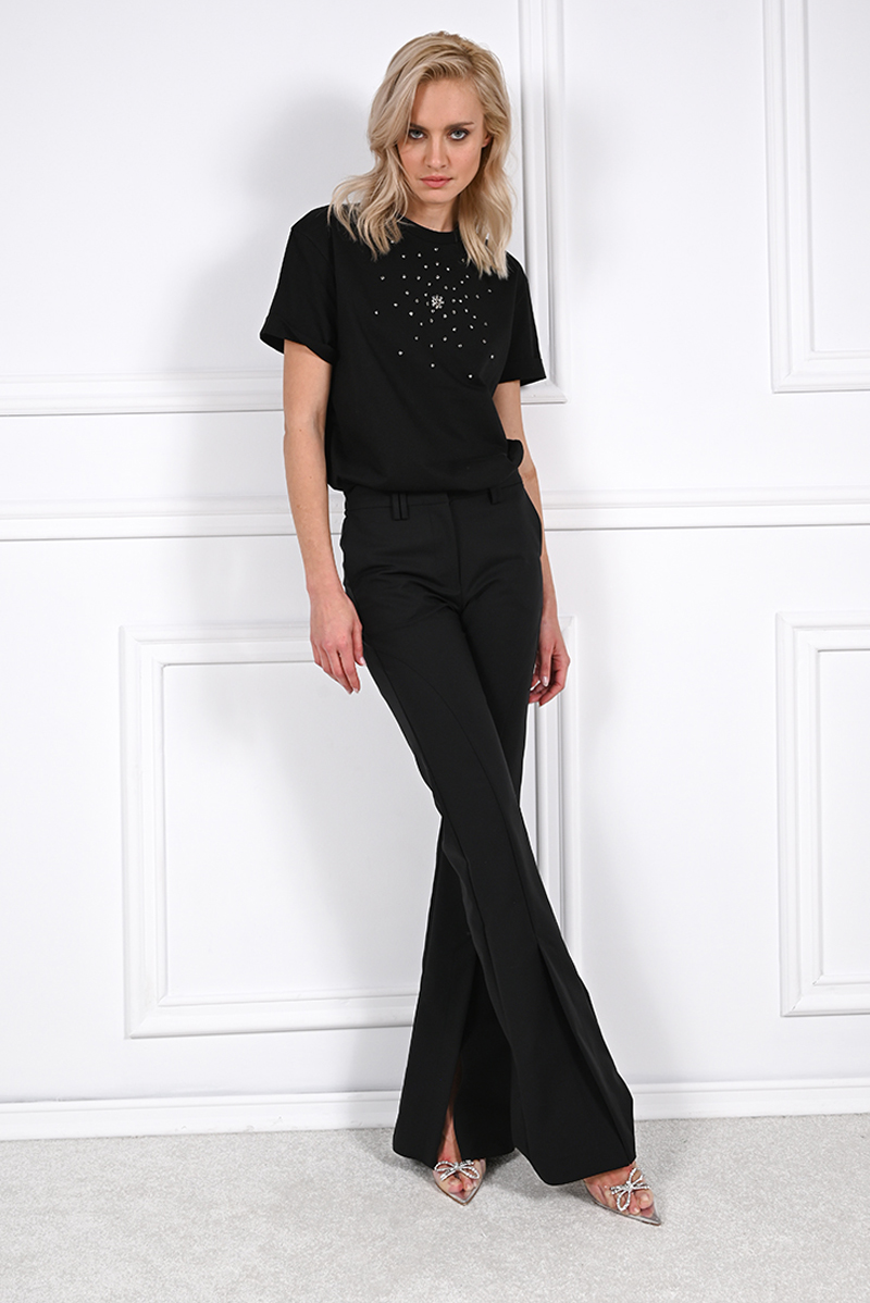 Front Slit Trousers - BLACK | Zini Boutique