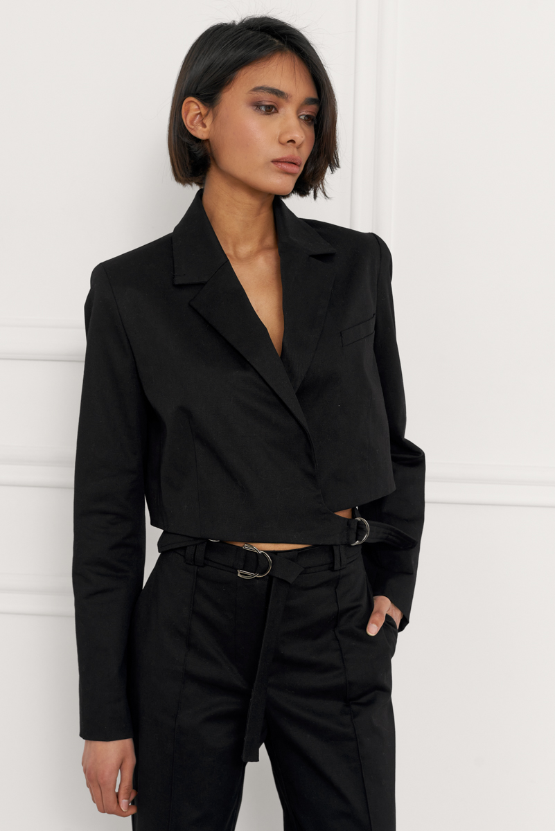 Belted Wrapover Blazer