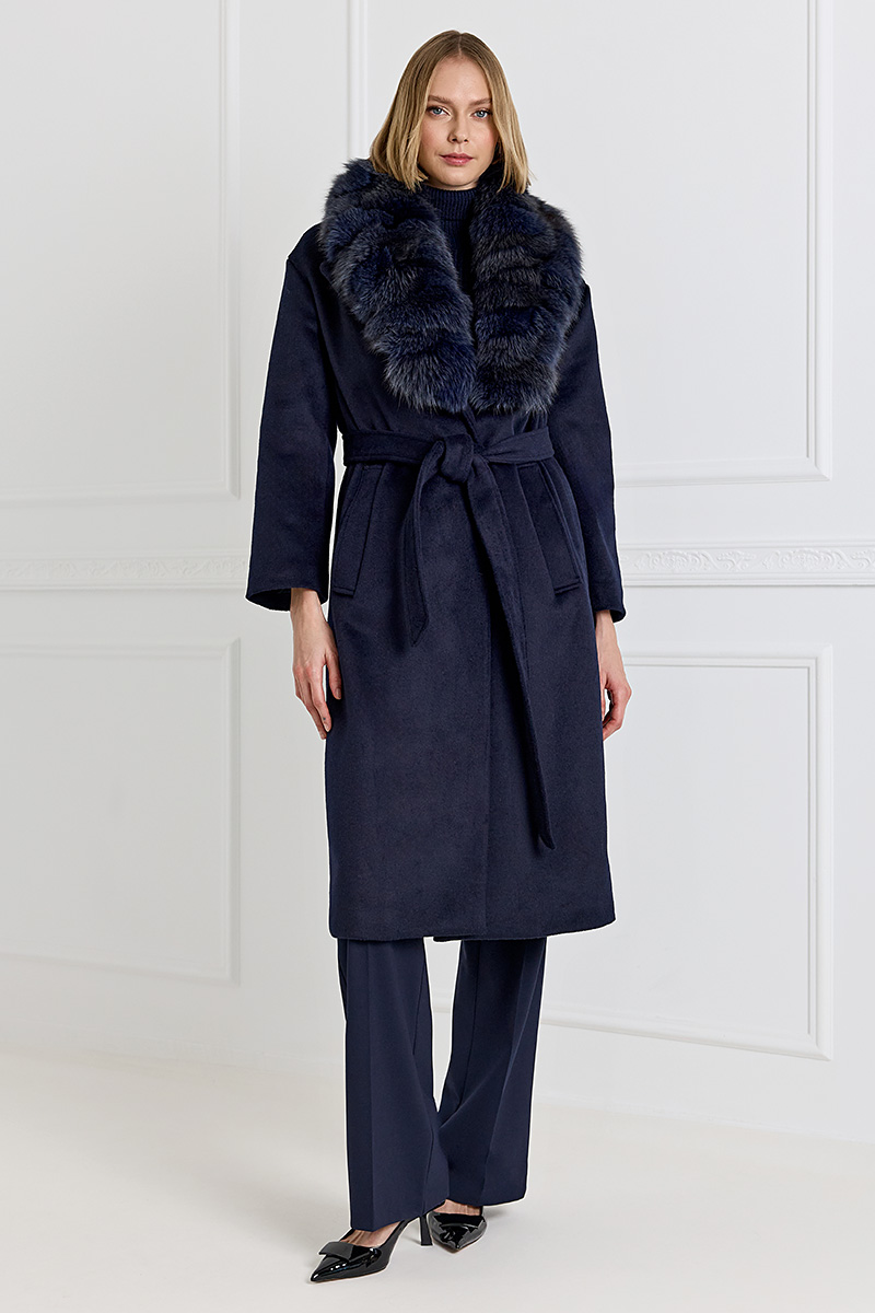 Fur-trimmed Wool-blend Coat