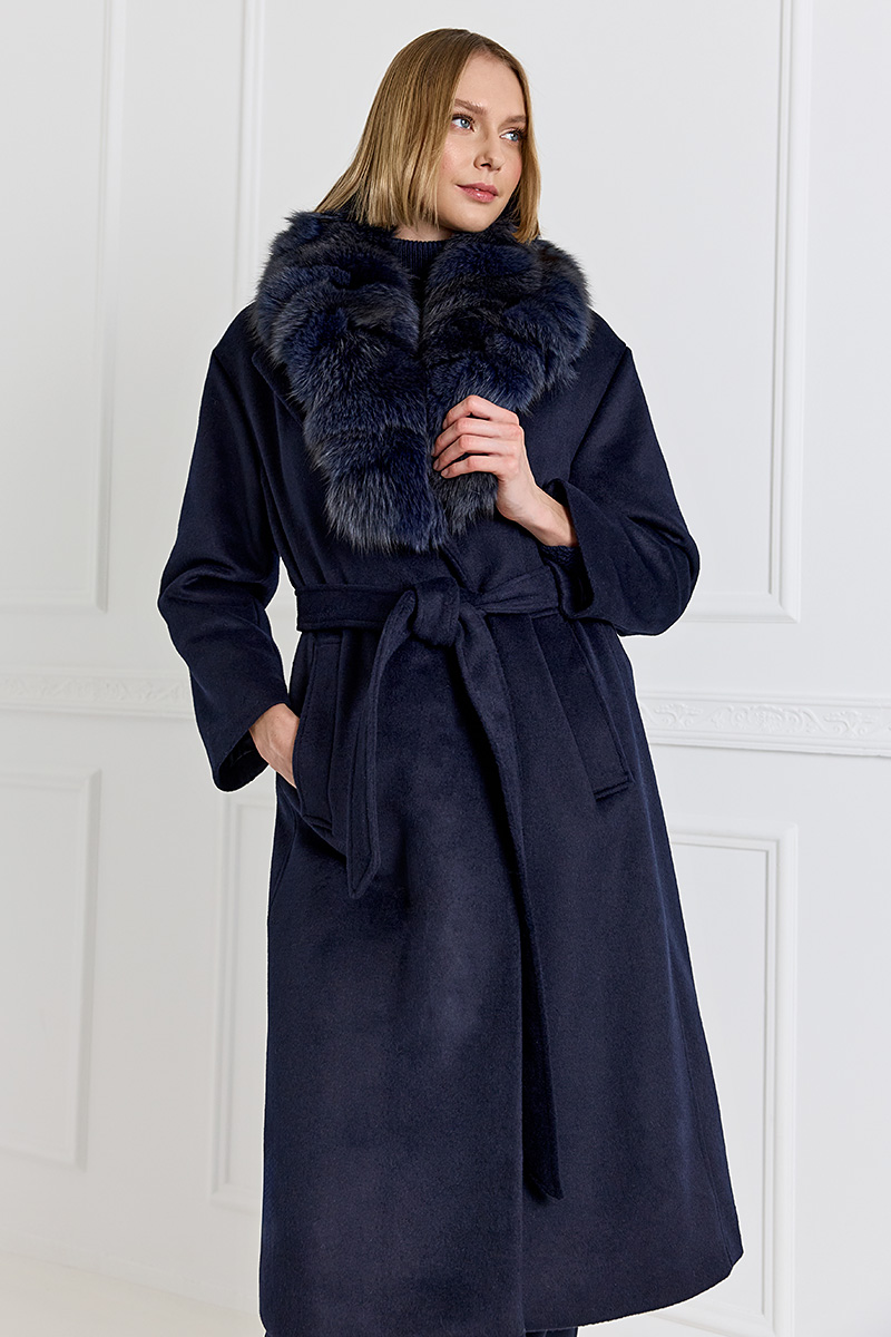Fur-trimmed Wool-blend Coat