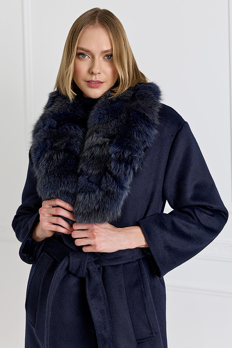 Fur-trimmed Wool-blend Coat