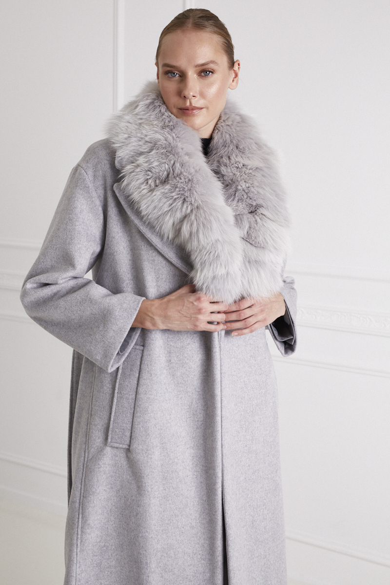 Fur-trimmed Wool-blend Coat