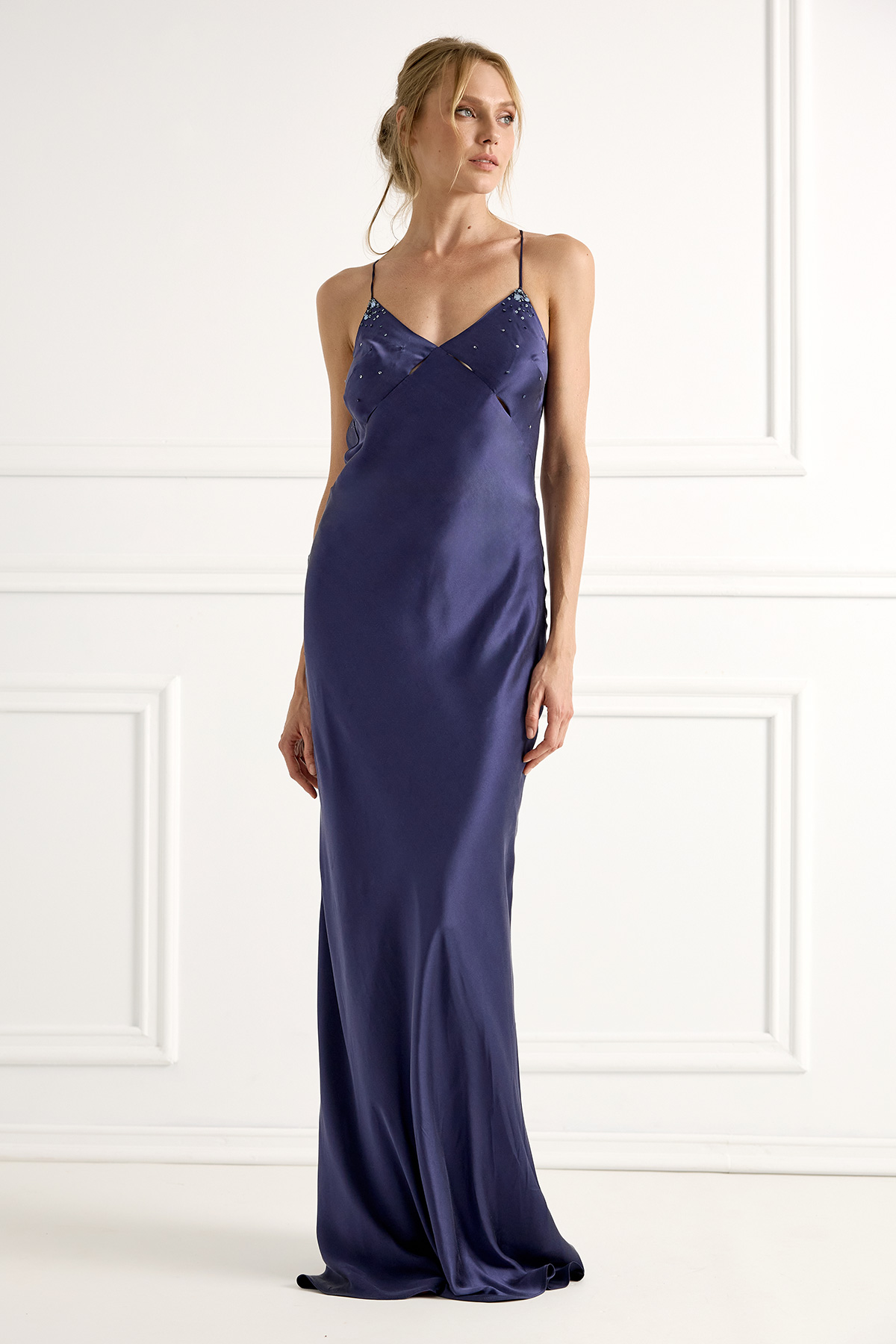Silk Slip Dress - BLUE