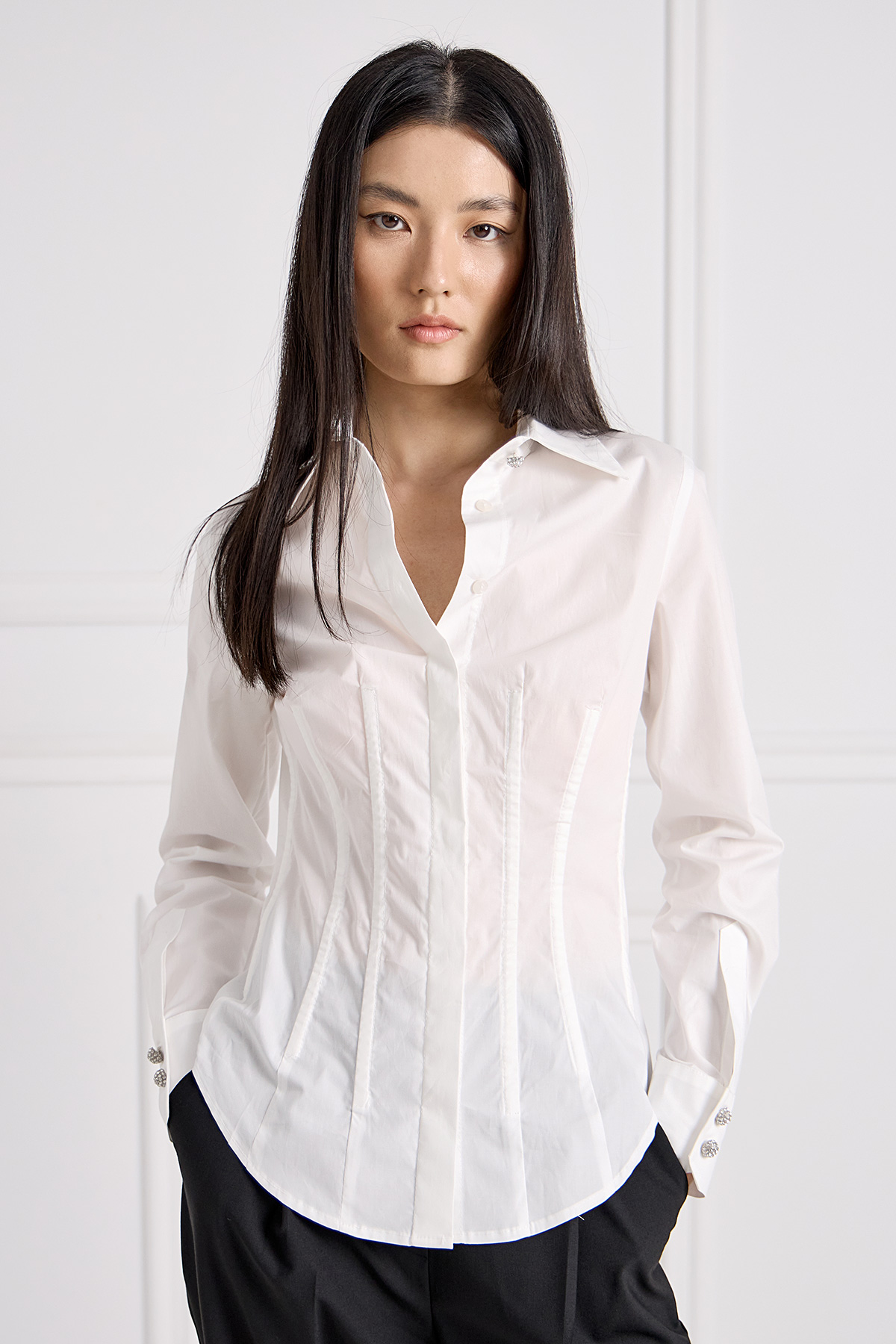 Poplin Bustier White Shirt