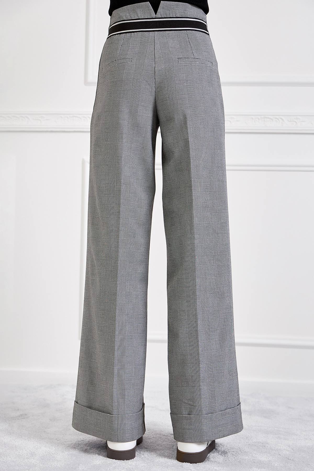 Check-pattern Wide-leg Trousers