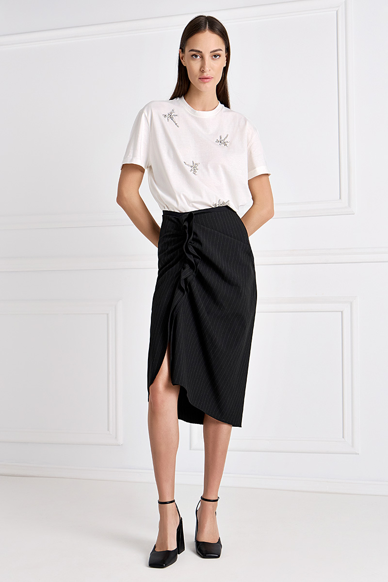 Midi Skirt with Stripes