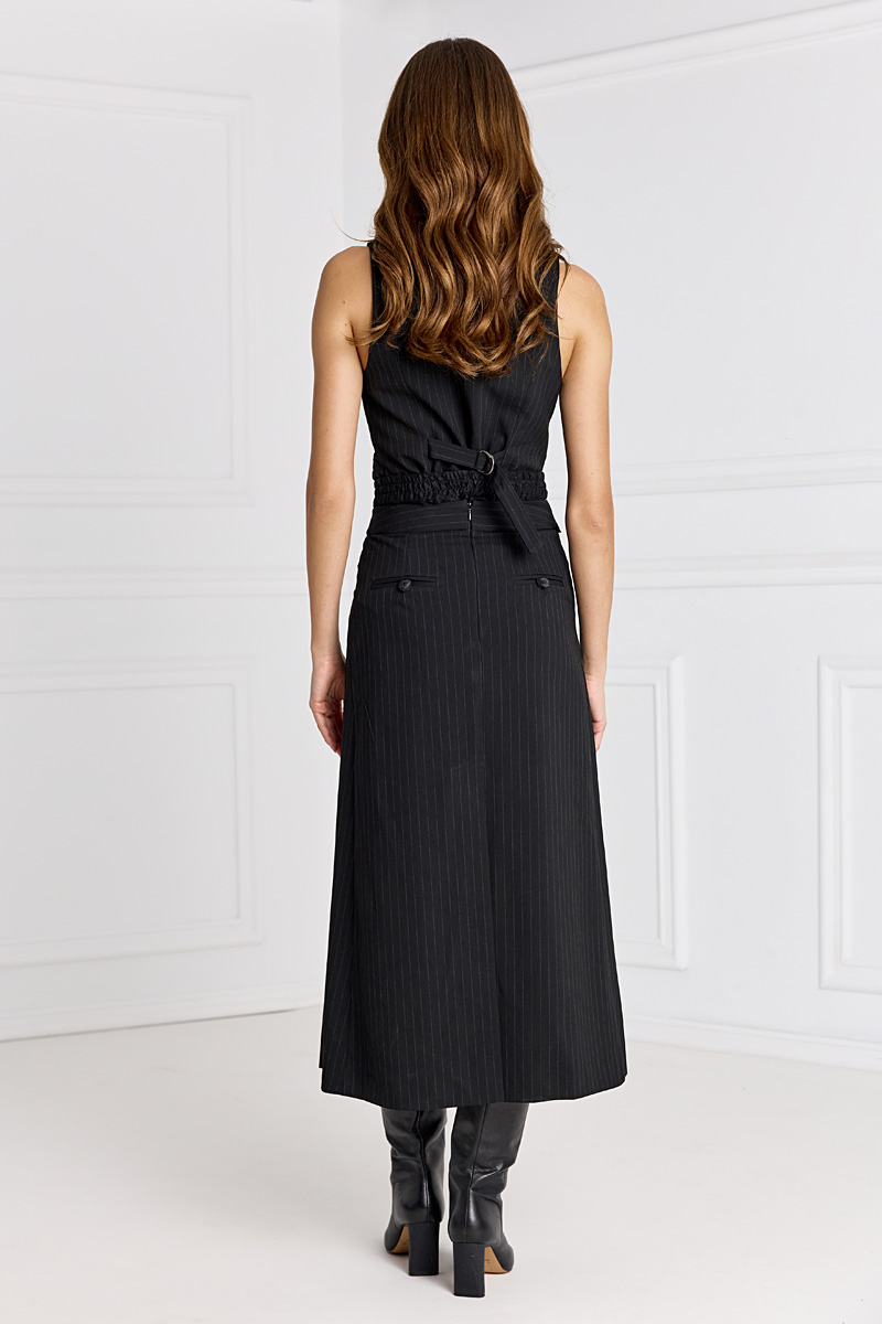 Asymmetric-waist Long Skirt with Brief