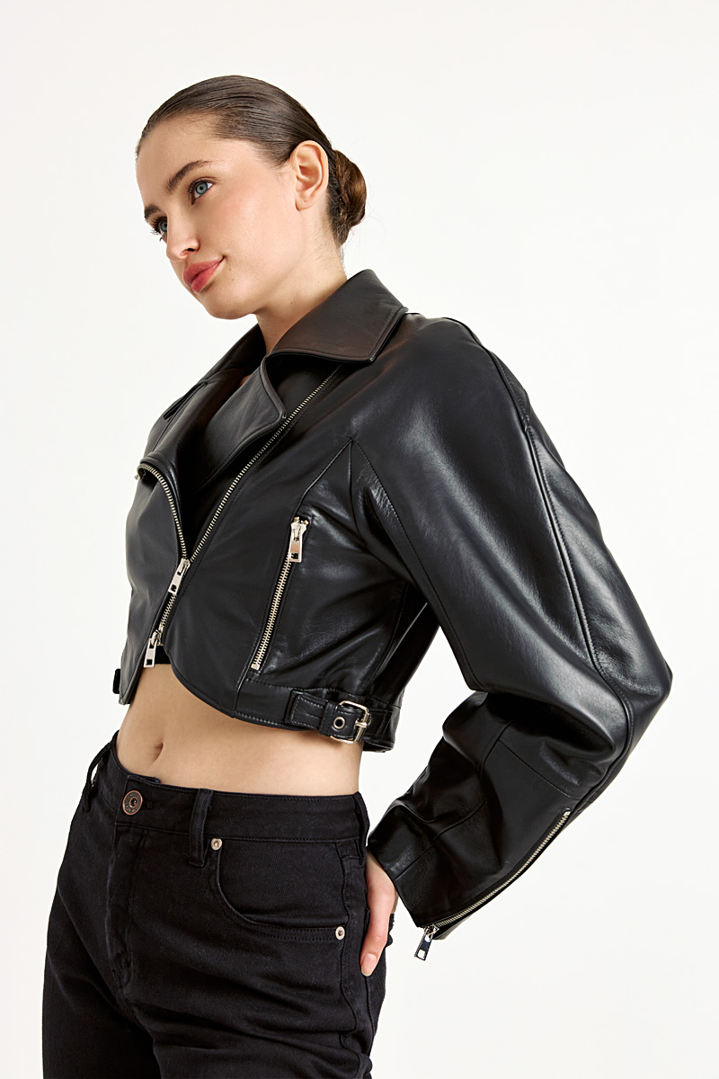 OVER SIZED BIKER  LEATHER JACKET