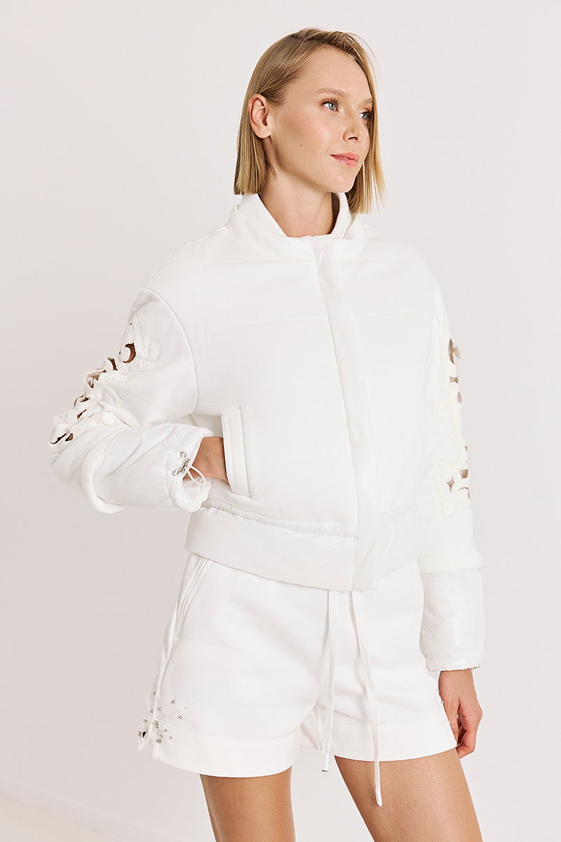 SWEAT JACKET WITH EMBROIDERY ON THE SLEEVE