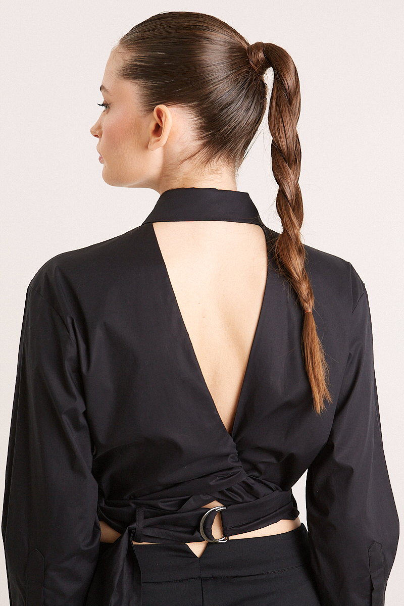 CROPPED OPEN BACK SHIRT