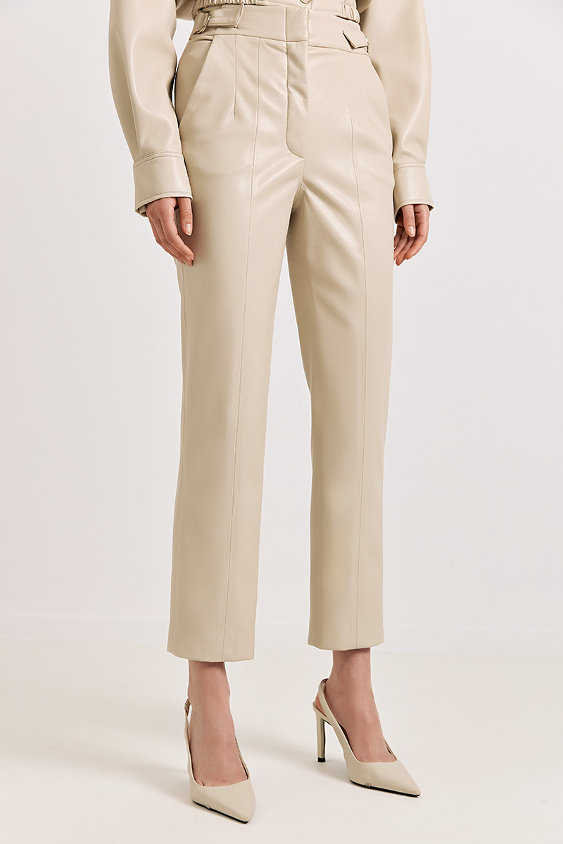 FAUX LEATHER HIGH WAISTED TROUSERS