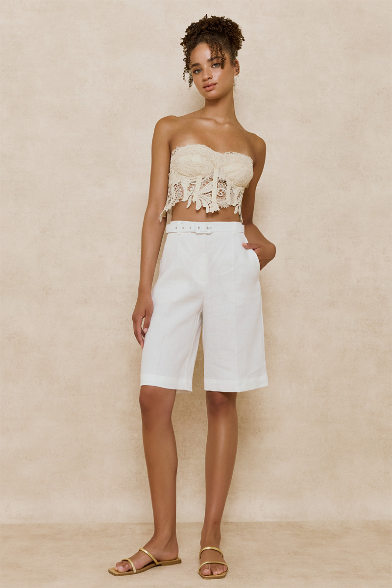 LINEN BERMUDA WITH BELT