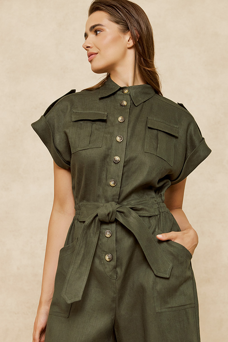 FULL BODY LINEN BUTTON SUIT