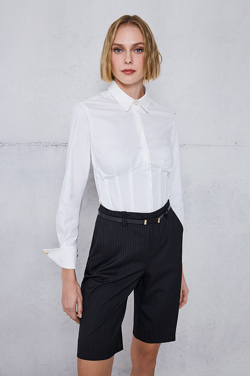 SHIRT WITH AN INTEGRATED CORSET - LIGHT BLUE | Zini Boutique