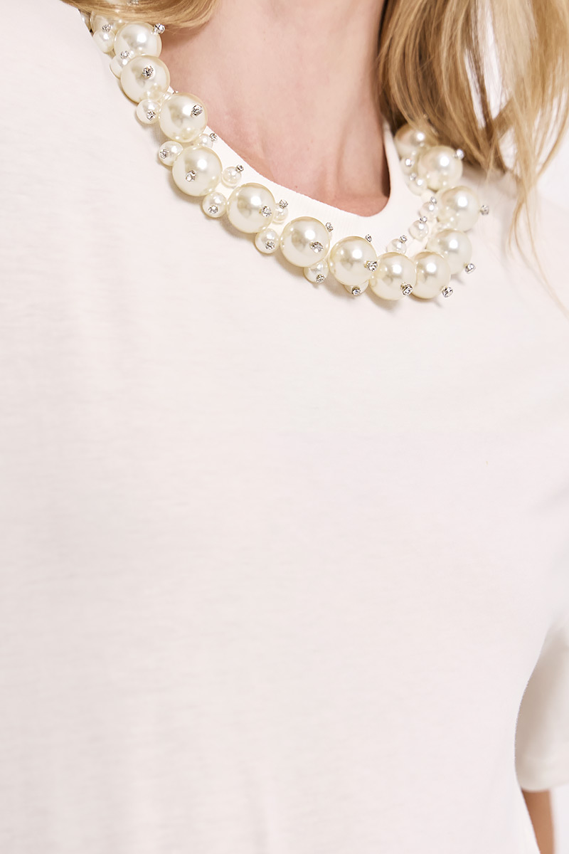 BODYSUIT WITH EMBROIDERED PEARLS