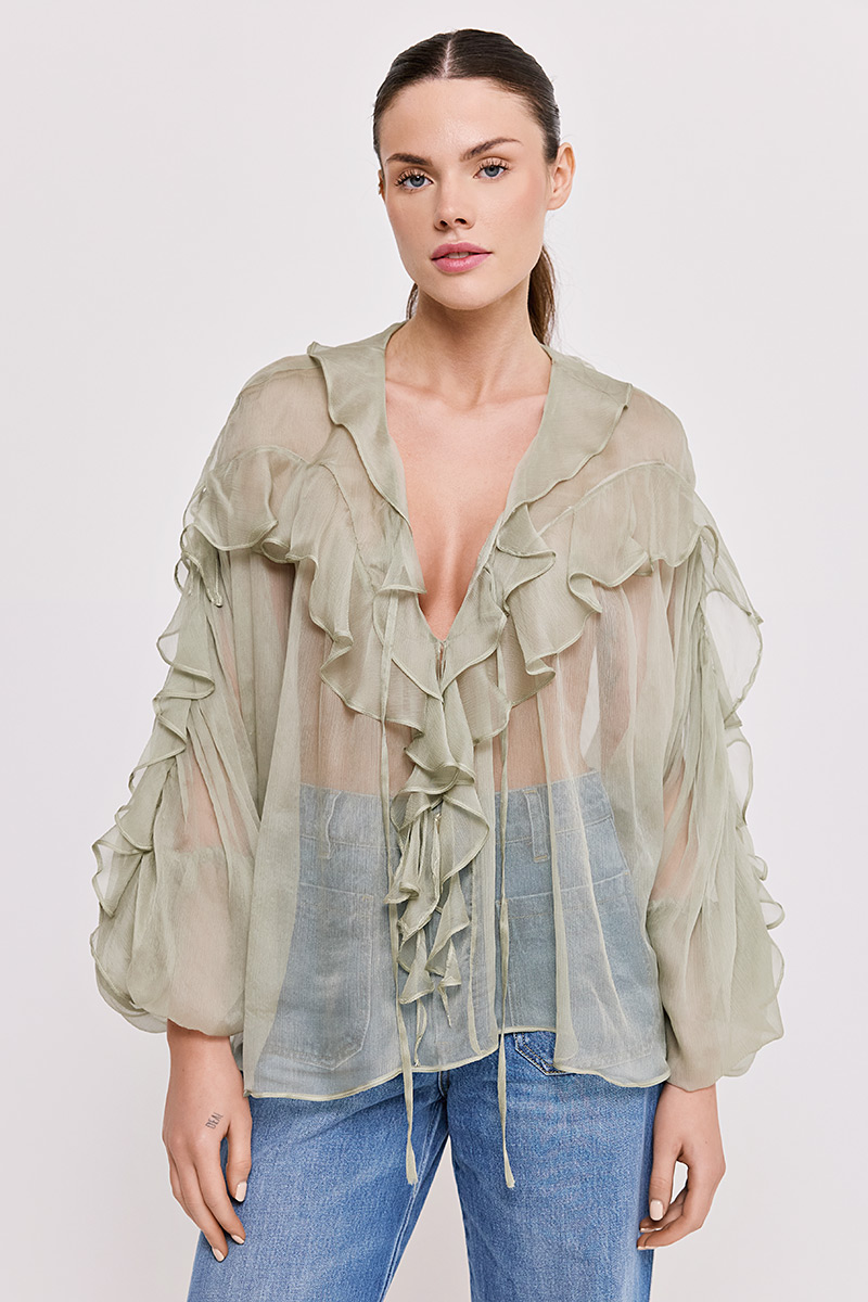 SILK BLOUSE WITH RUFFLES