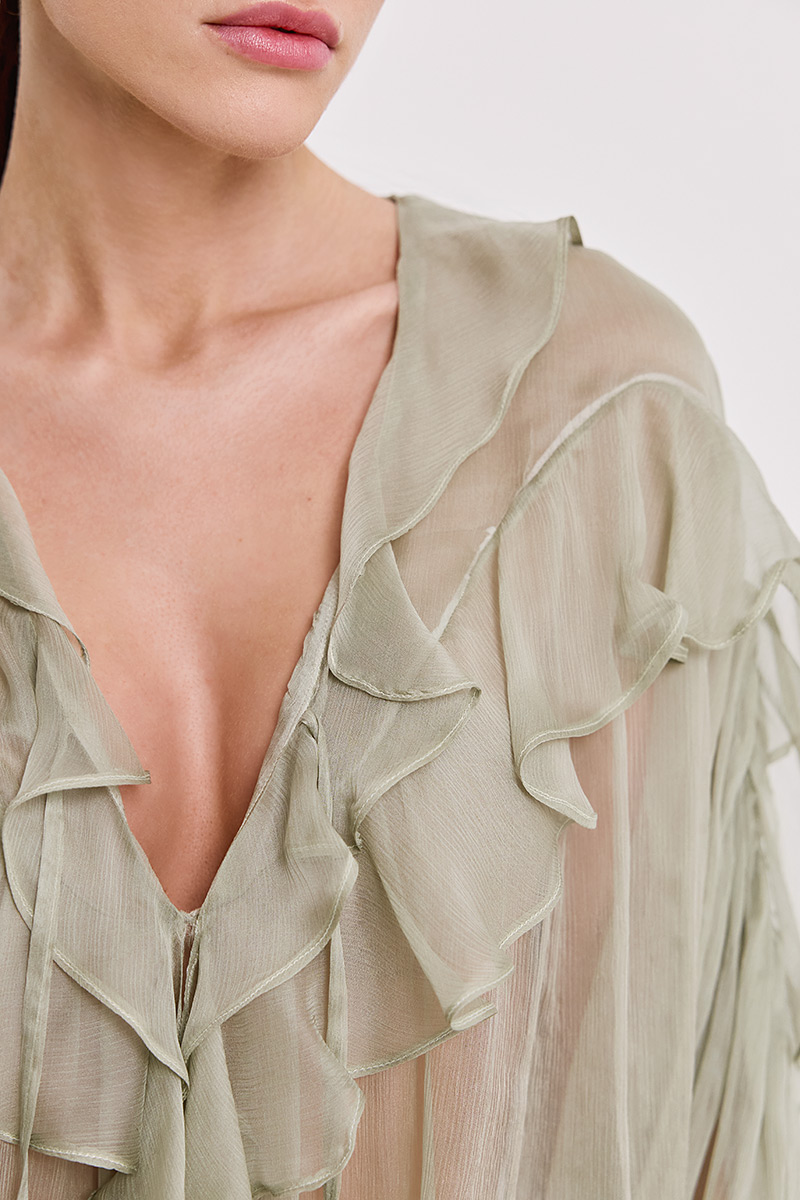 SILK BLOUSE WITH RUFFLES