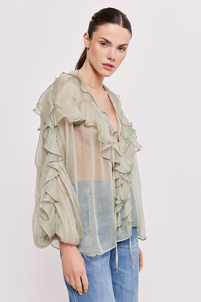 SILK BLOUSE WITH RUFFLES
