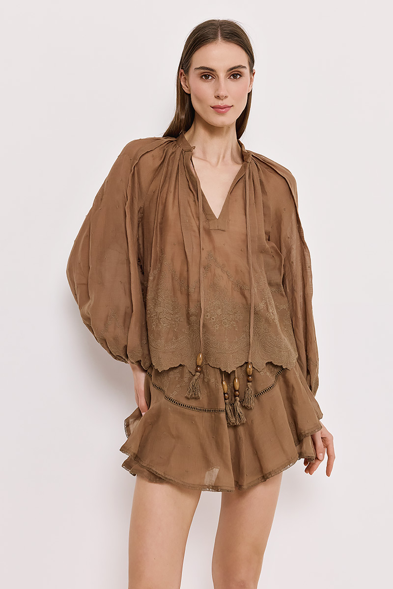 LINEN BLOUSE WITH EMBROIDERY
