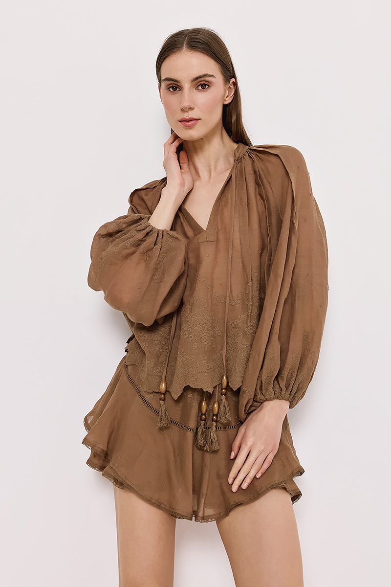 LINEN BLOUSE WITH EMBROIDERY