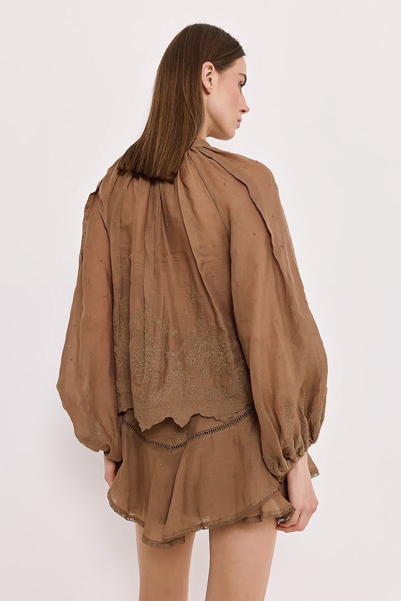 LINEN BLOUSE WITH EMBROIDERY
