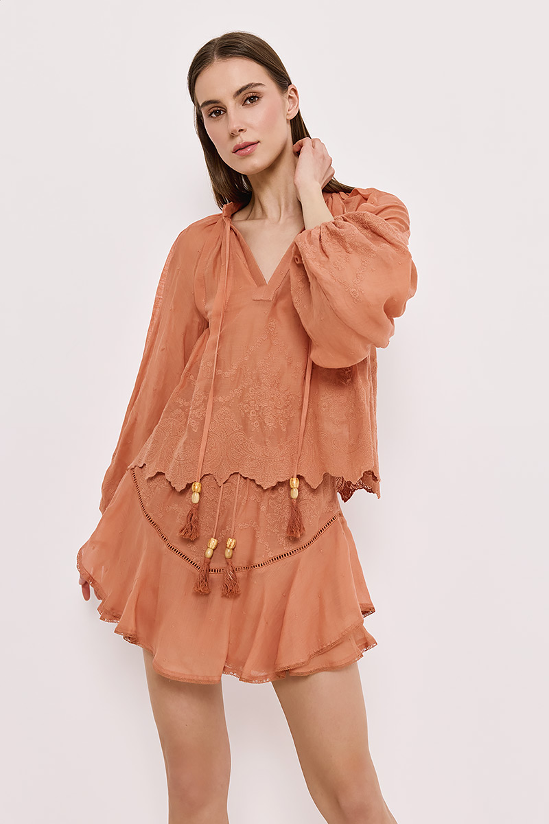 LINEN BLOUSE WITH EMBROIDERY