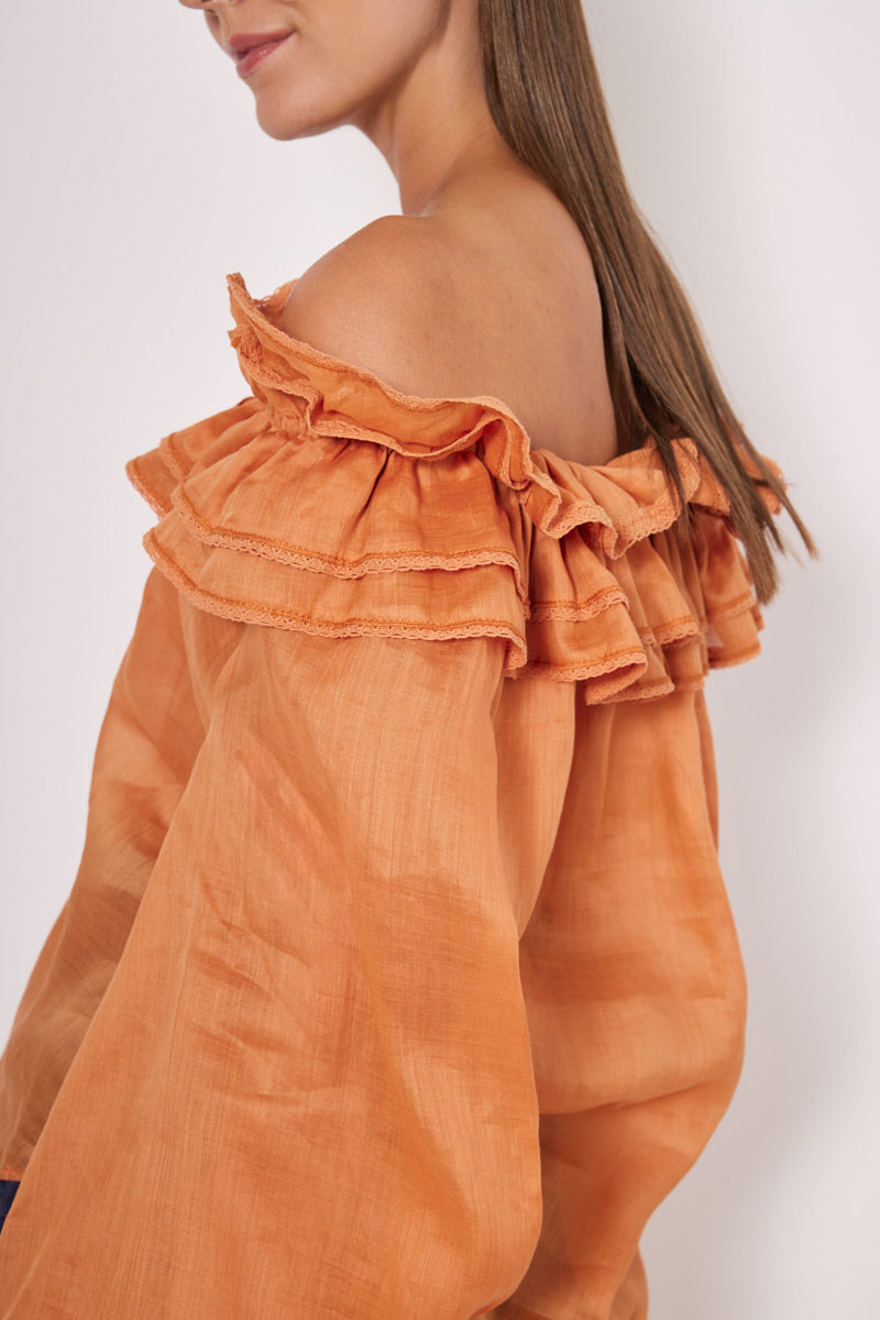 OFF-SHOULDER BLOUSE WITH RUFFLES