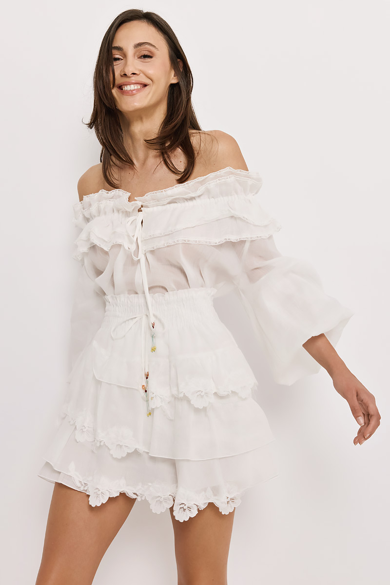 OFF-SHOULDER BLOUSE WITH RUFFLES