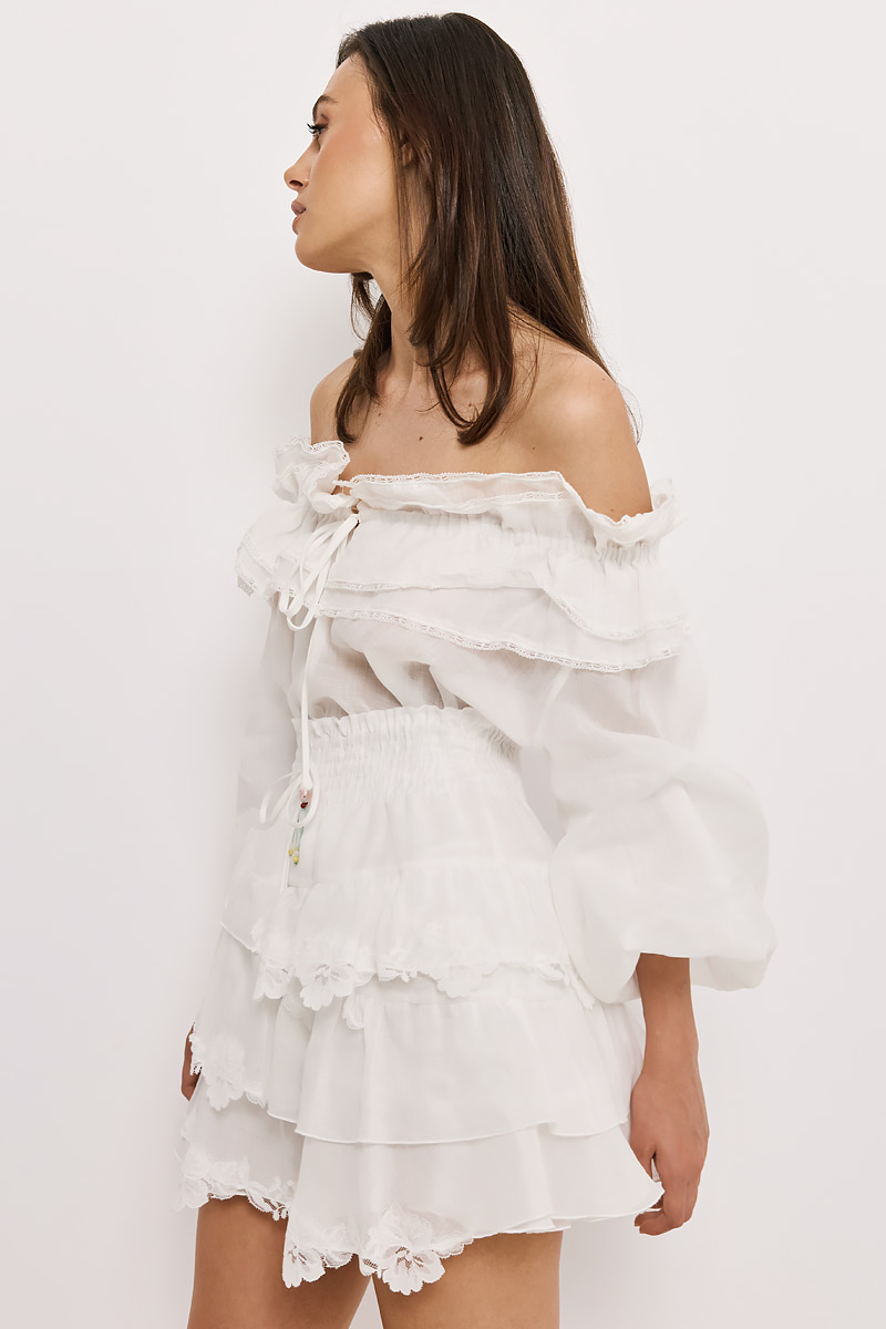 OFF-SHOULDER BLOUSE WITH RUFFLES
