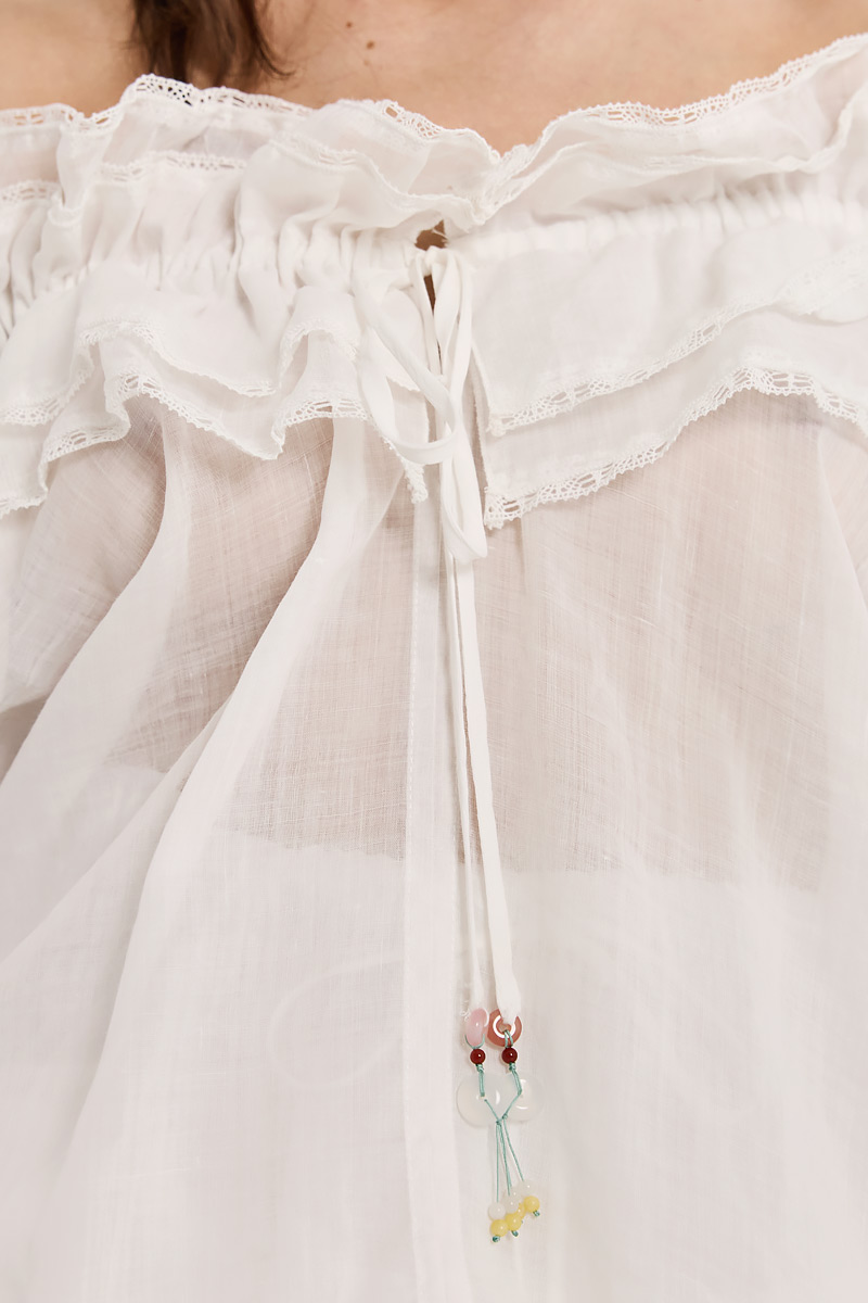 OFF-SHOULDER BLOUSE WITH RUFFLES