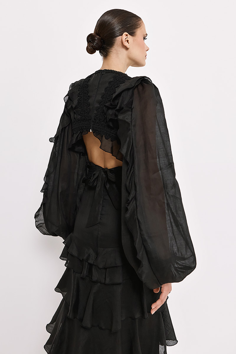 BLOUSE WITH EMBROIDERY AND OPEN BACK