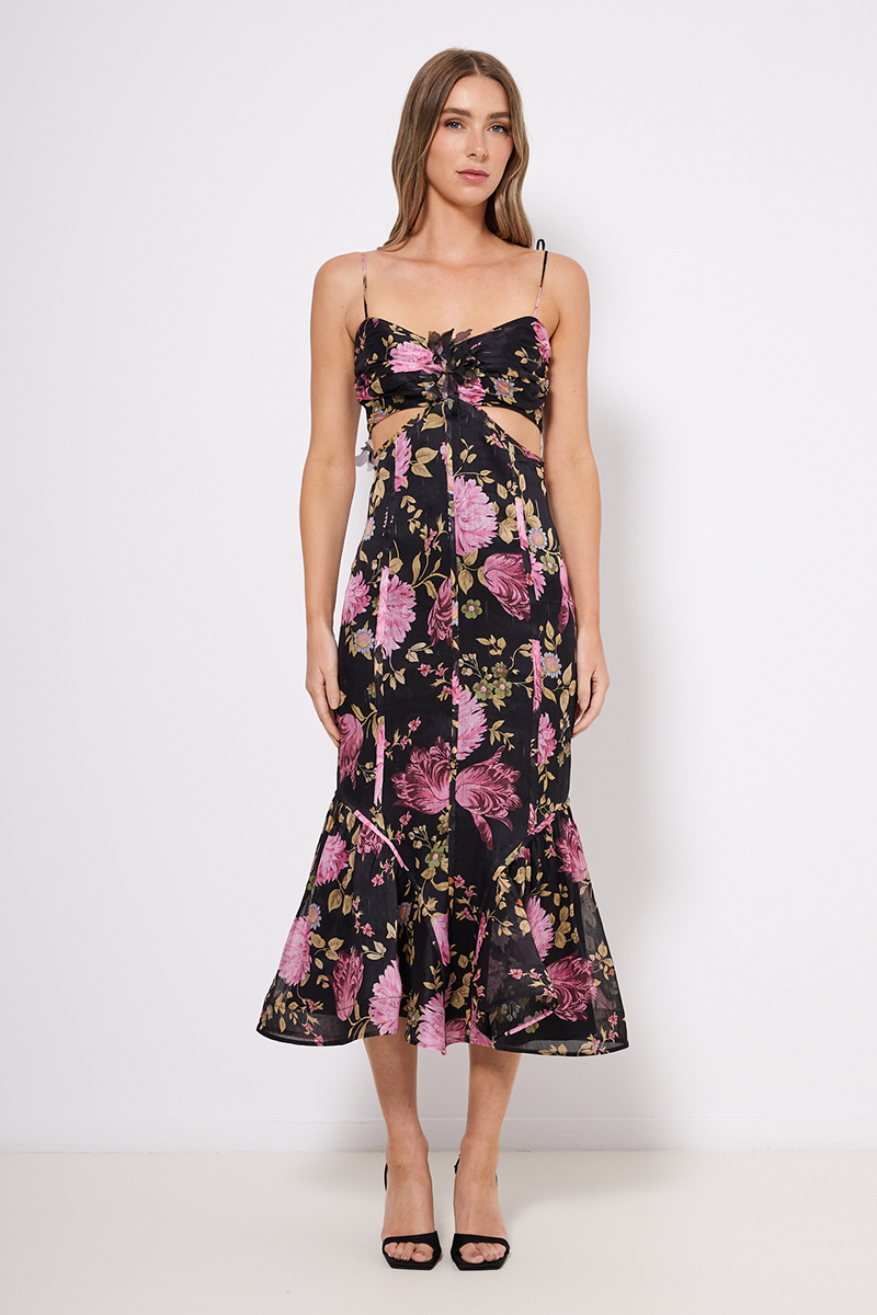 MIDI DRESS WITH CUT-OUT AT THE WAIST