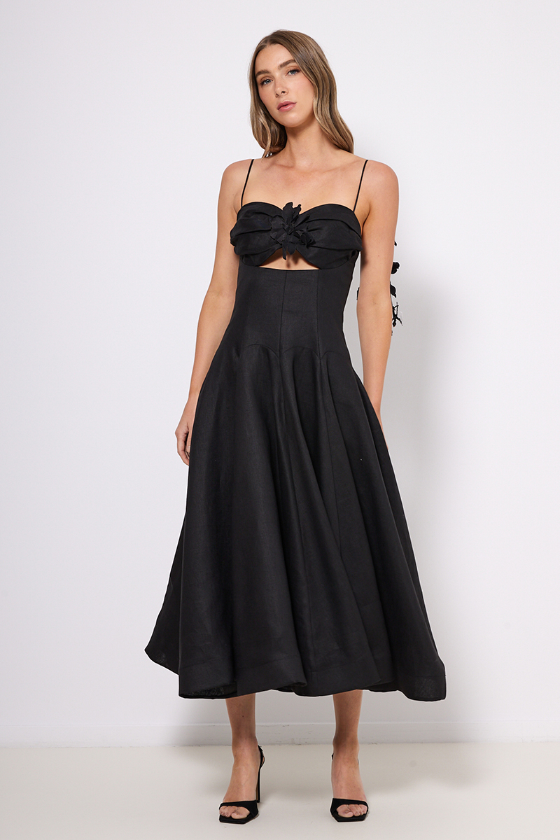 LINEN MIDI DRESS