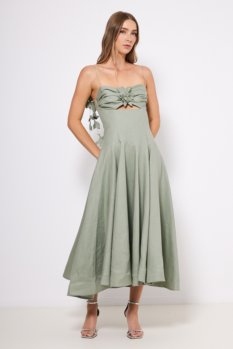 LINEN MIDI DRESS