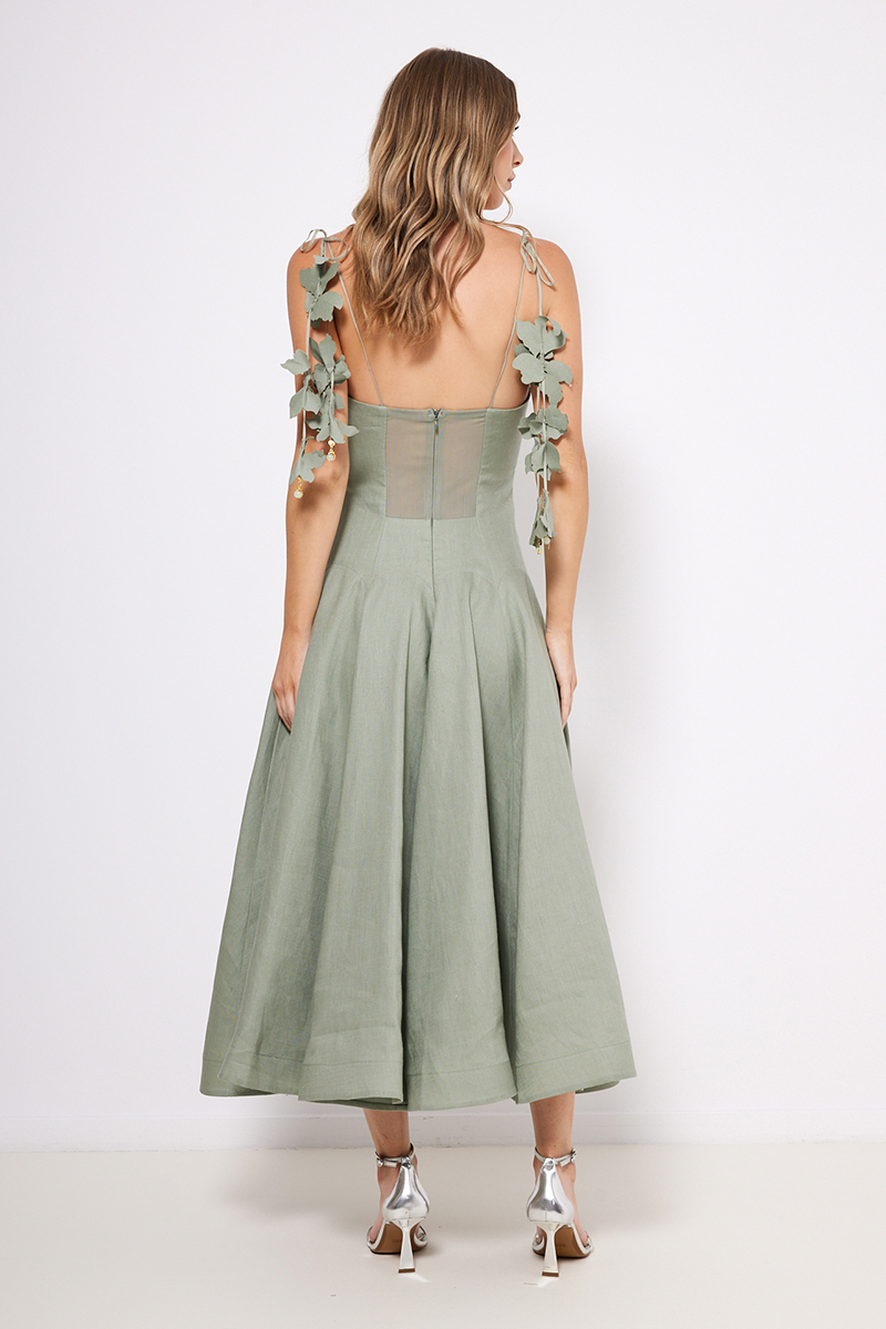 LINEN MIDI DRESS