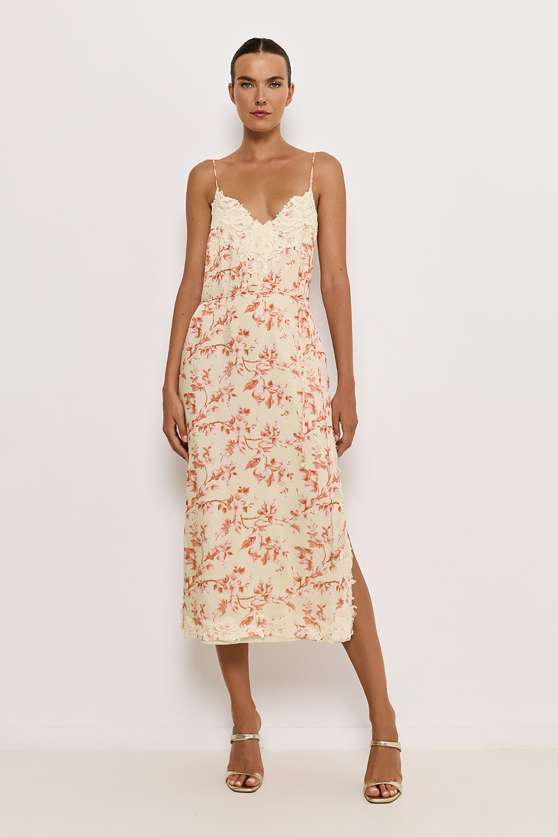 MIDI DRESS WITH LACE DETAIL
