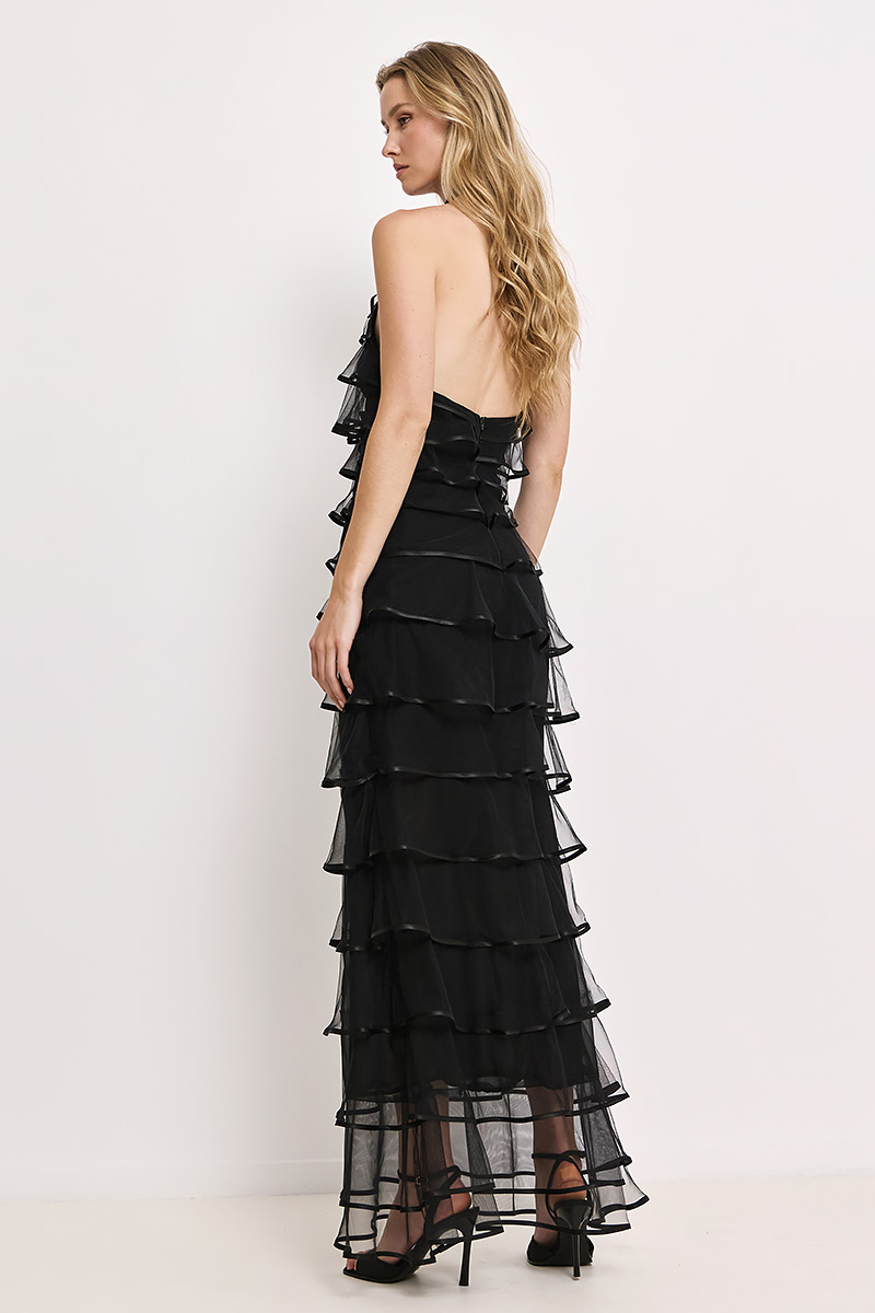 MAXI DRESS WITH TULLE RUFLLES