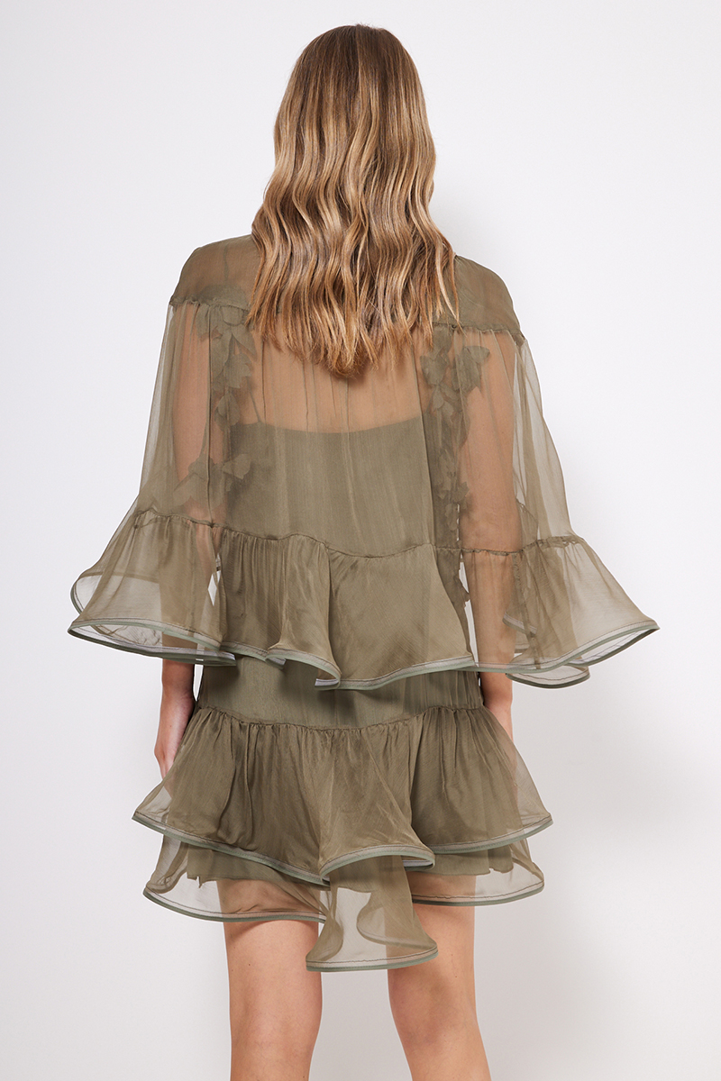 MINI SILK DRESS WITH DETACHABLE CAPE