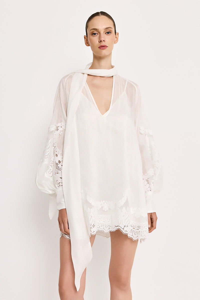 MINI DRESS WITH LACE TRIM