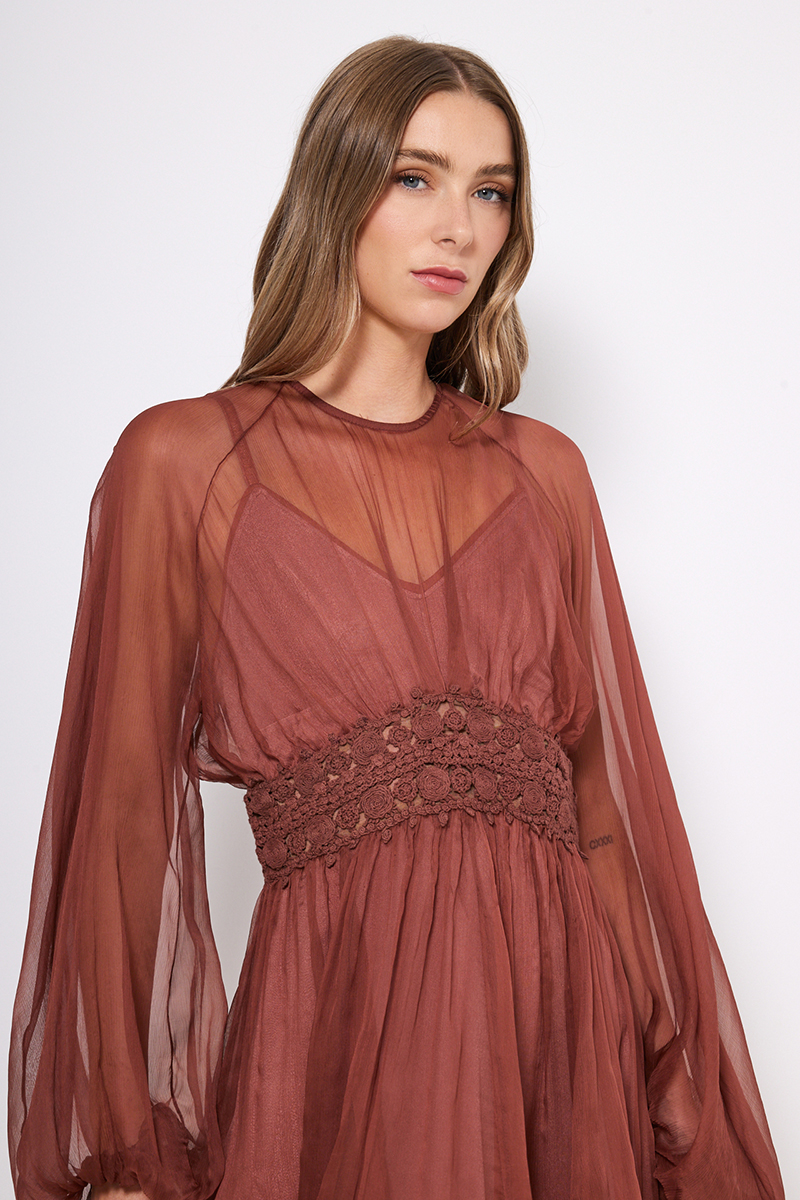 MINI SILK DRESS WITH EMBROIDERY