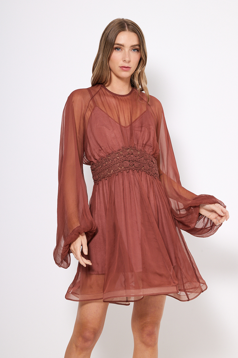 MINI SILK DRESS WITH EMBROIDERY