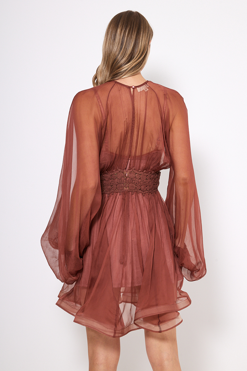 MINI SILK DRESS WITH EMBROIDERY