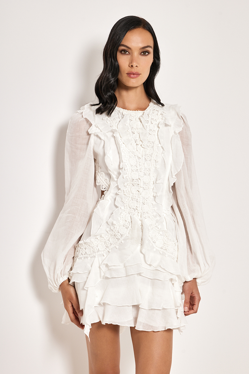 MINI DRESS WITH EMBROIDERY AND OPENINGS
