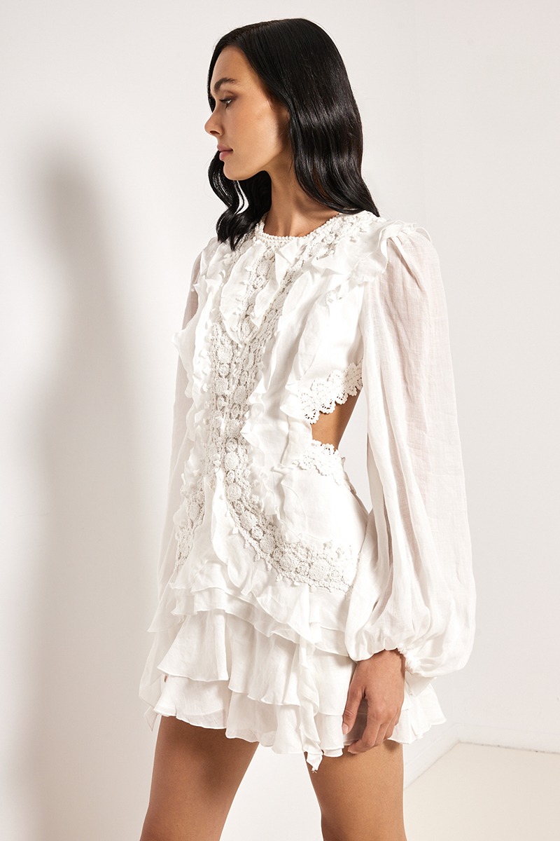 MINI DRESS WITH EMBROIDERY AND OPENINGS