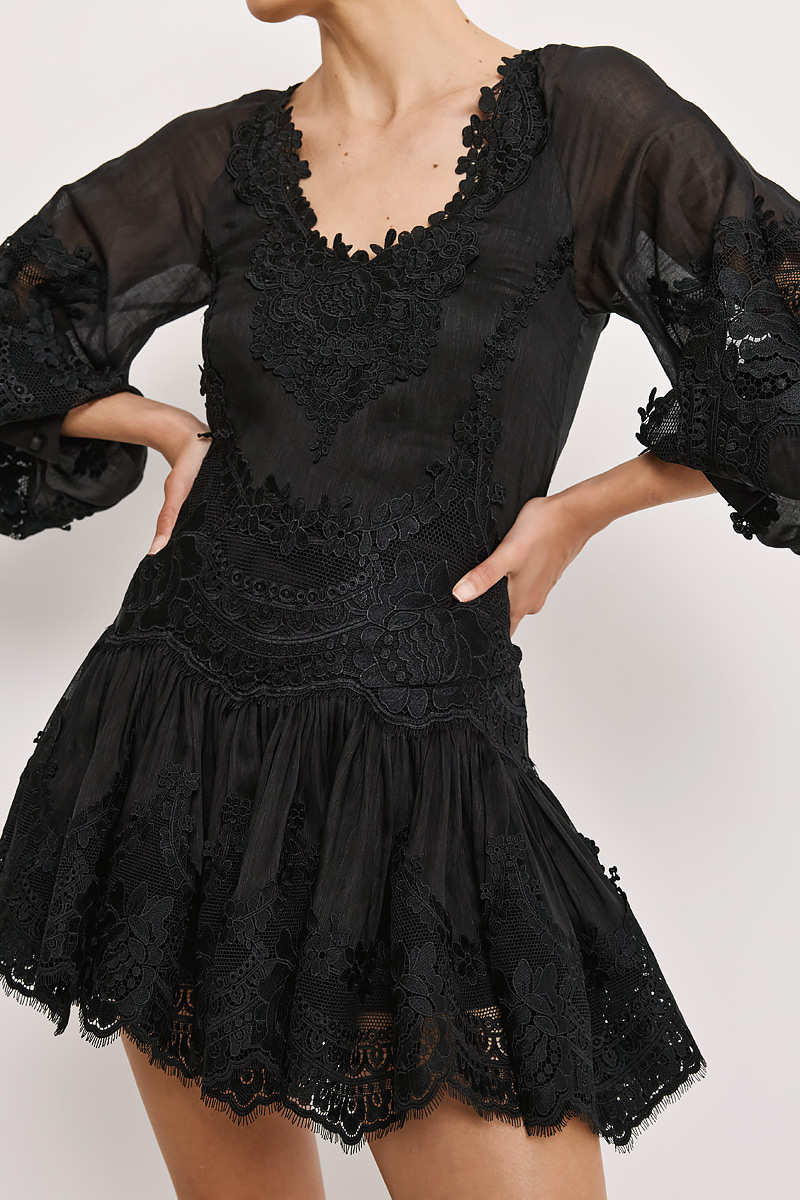 MINI DRESS WITH OPEN BACK AND EMBROIDERY