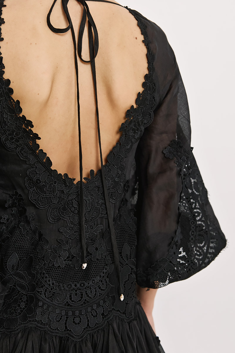 MINI DRESS WITH OPEN BACK AND EMBROIDERY