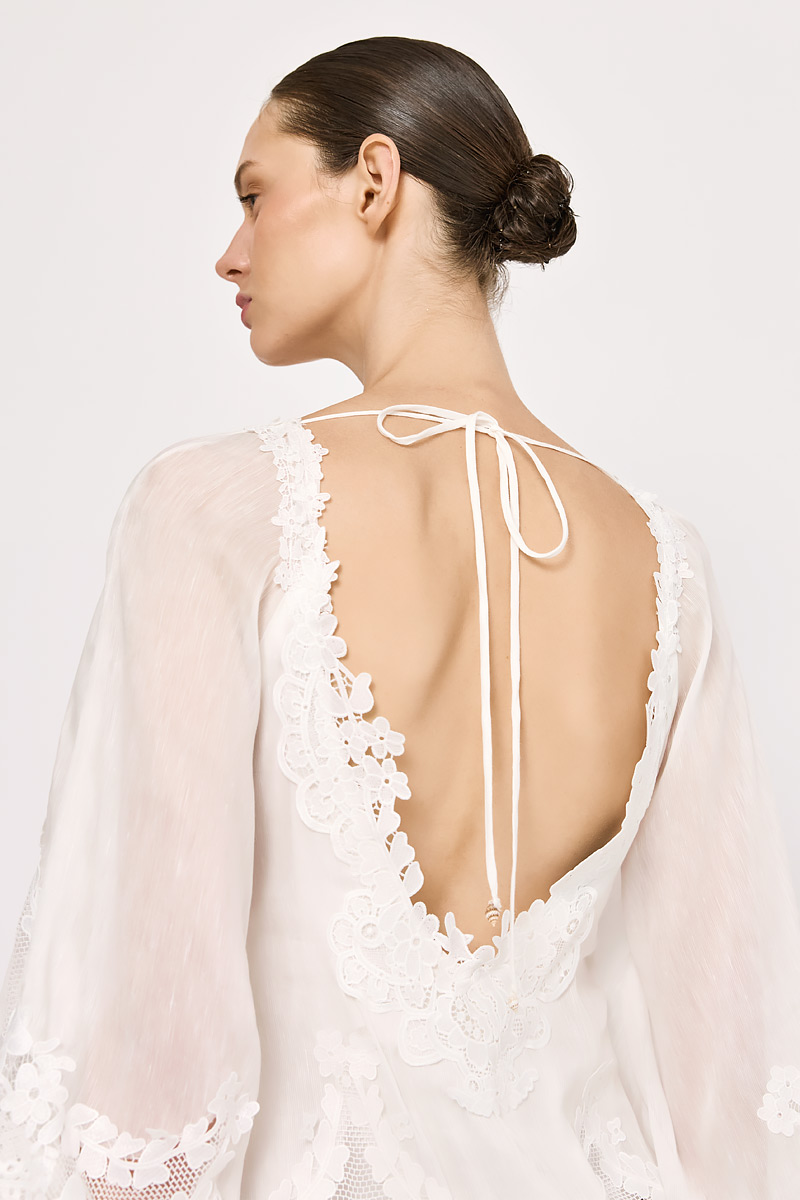 MINI DRESS WITH OPEN BACK AND EMBROIDERY