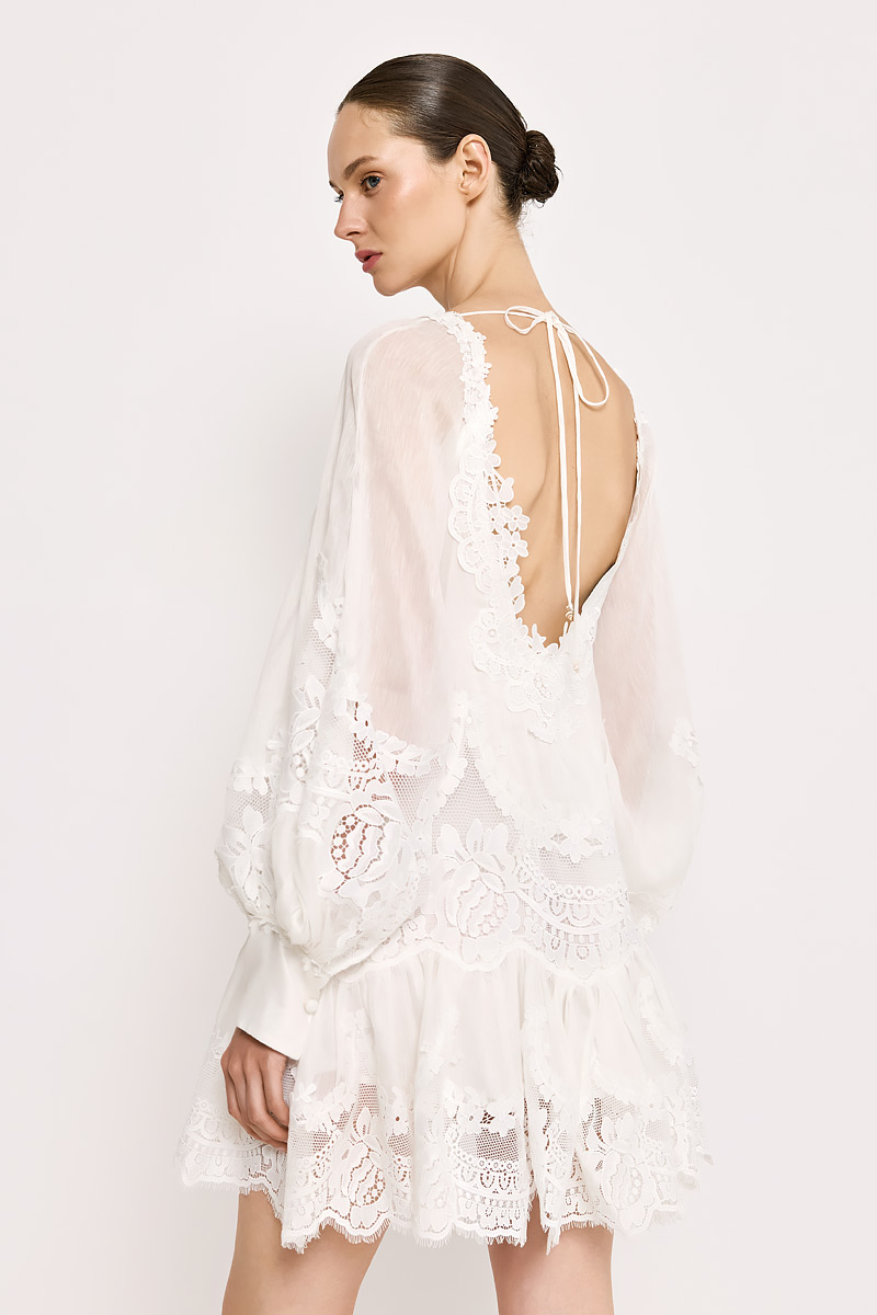 MINI DRESS WITH OPEN BACK AND EMBROIDERY