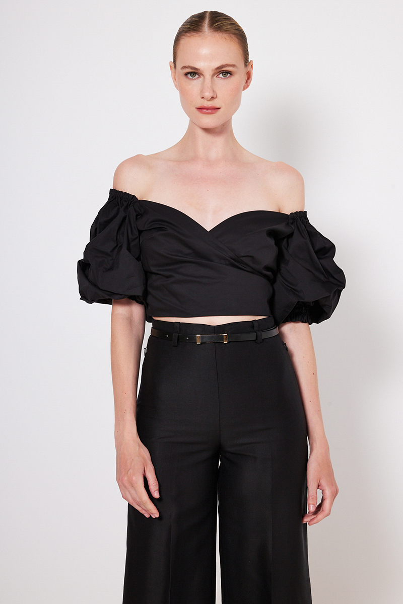 CROPPED WRAP BLOUSE